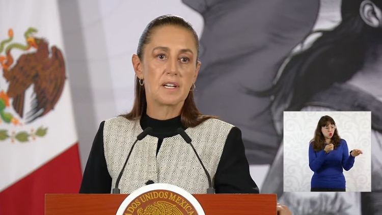 La presidenta Claudia Sheinbaum, en Conferencia del Pueblo.