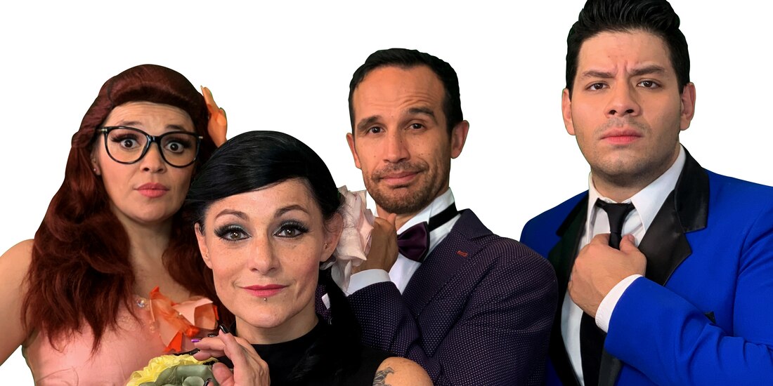 Mary Rose (Paola Mingüer), Lolita Cortés, Luis Rodríguez “Guana” y Cesar Guzman (Diego Medel)