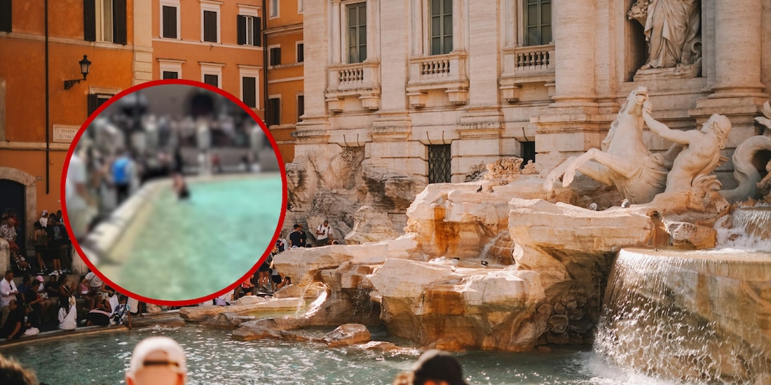 Turista ingresa 'a nadar' en la Fontana de Trevi