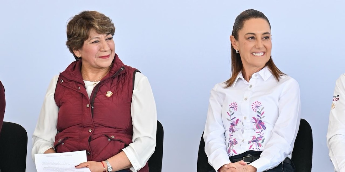 La Presidenta Claudia Sheinbaum y a la izquierda la gobernadora Delfina Gómez.