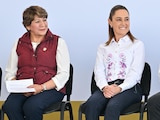 La Presidenta Claudia Sheinbaum y a la izquierda la gobernadora Delfina Gómez.