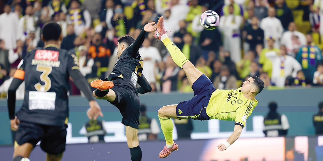 La chilena de Cristiano Ronaldo, ayer, en el triunfo del Al-Nassr.