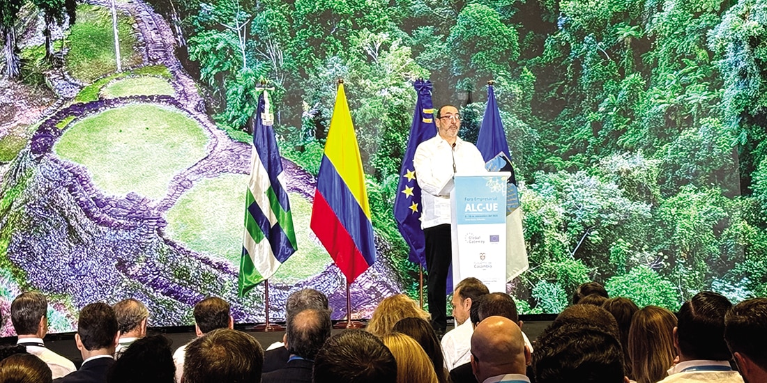 Sergio Díaz-Granados, presidente ejecutivo de CAF, durante inauguración del foro empresarial AL-CUE, ayer en Colombia.