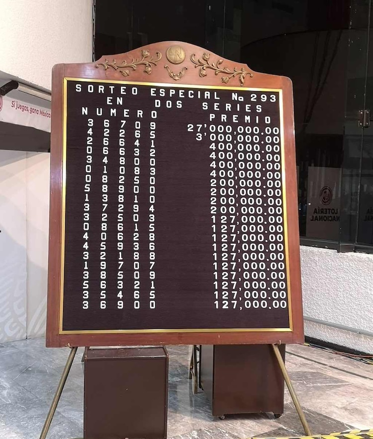 Resultados del Sorteo Especial 293.
