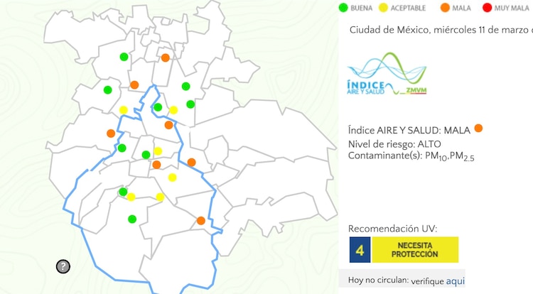 Calidad del aire CDMX y Edomex 11 de marzo 2026