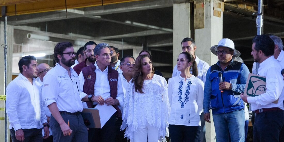 La presidenta y la gobernadora, ayer, en su recorrido de supervisión de los avances en el programa IMSS-Bienestar.