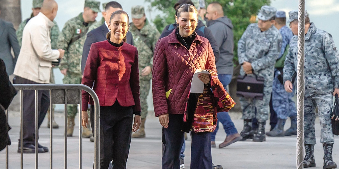 La Presidenta Claudia Sheinbaum y Marina del Pilar Ávila, ayer, en Baja California.