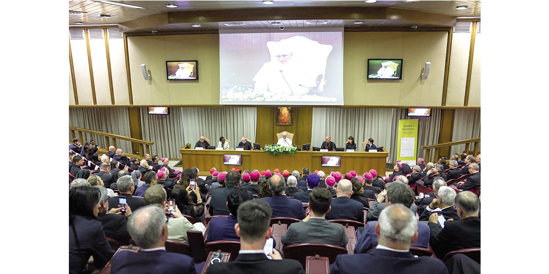 El Papa León XIV en la presentación de Magnifica humanitas, ayer.
