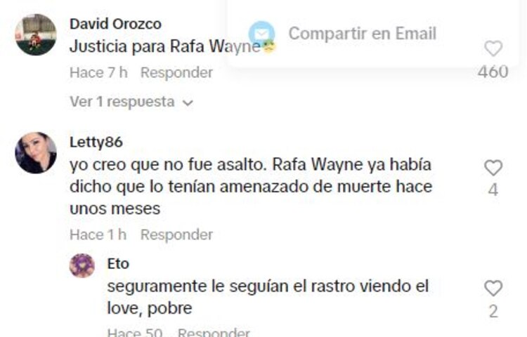 Usuarios creen que Rafa Wayne murió asesinado apropósito y por asalto