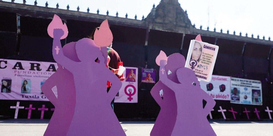 Inmediaciones de Palacio Nacional en el marco del Día Internacional de la Mujer, ayer.