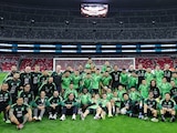 La Selección Mexicana antes del partido ante Portugal en el Estadio Azteca