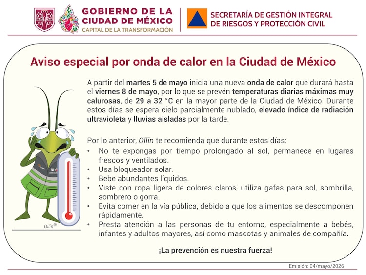 Aviso por onda de calor en CDMX