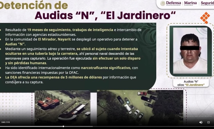 Así fue la detención de "El Jardinero", según lo presentado en conferencia de prensa.