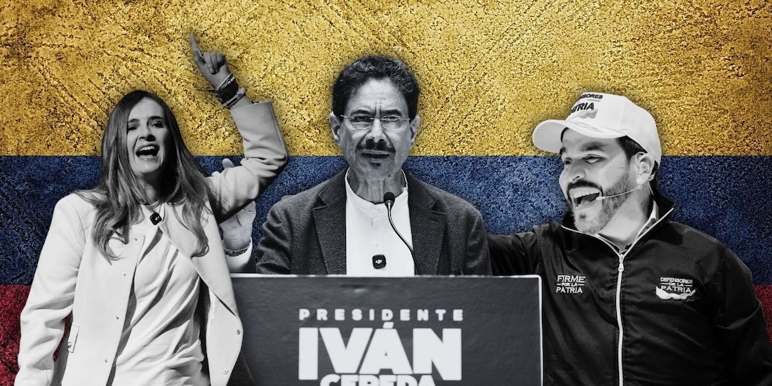 De izq. a der.: Paloma Valencia, Iván Cepeda y Aberlardo de la Espriella, candidatos presidenciales en Colombia.