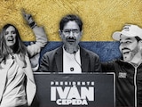 De izq. a der.: Paloma Valencia, Iván Cepeda y Aberlardo de la Espriella, candidatos presidenciales en Colombia.