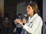 La candidata de Morena, Mónica Rangel, durante un acto de campaña en San Luis Potosí, el 30 de abril pasado.
