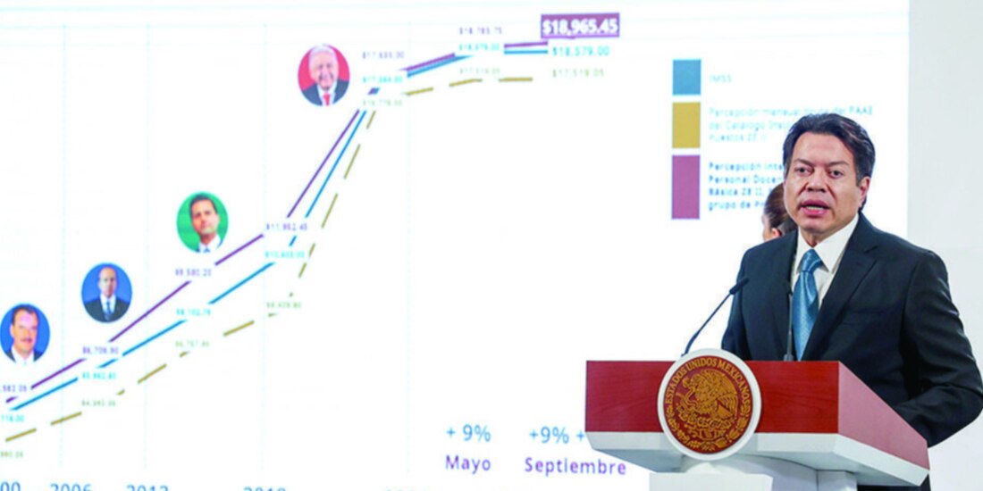El titular de la SEP, Mario Delgado, en conferencia el pasado 26 de mayo.
