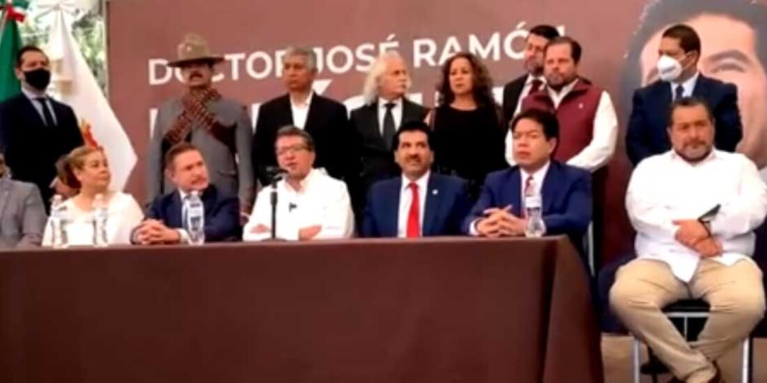 El senador, Ricardo Monreal, en conferencia de prensa con los medios de comunicación, desde Durango.