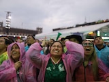 Aficionados reunidos en el Zócalo para el partido de México contra Inglaterra, el 5 de julio de 2025.