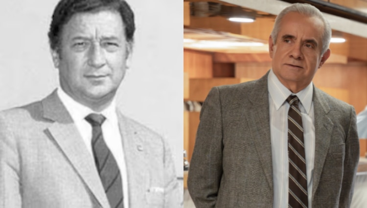 Guillermo Cañedo y el actor Álvaro Guerrero interpretando al empresario en México 86