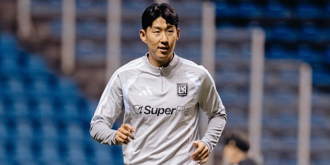 Heung-Min Son, del LAFC, entrenando en el Estadio Cuauhtémoc de Puebla