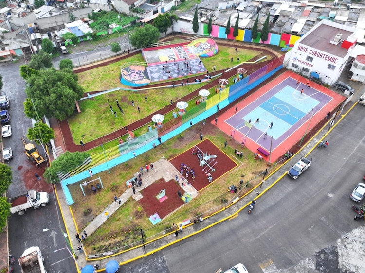 Vista aérea del Parque Bomberos de Ciudad Cuauhtémoc.