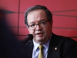 El rector de la UNAM, Leonardo Lomelí Vanegas, durante una conferencia de prensa el 19 de agosto de 2026.
