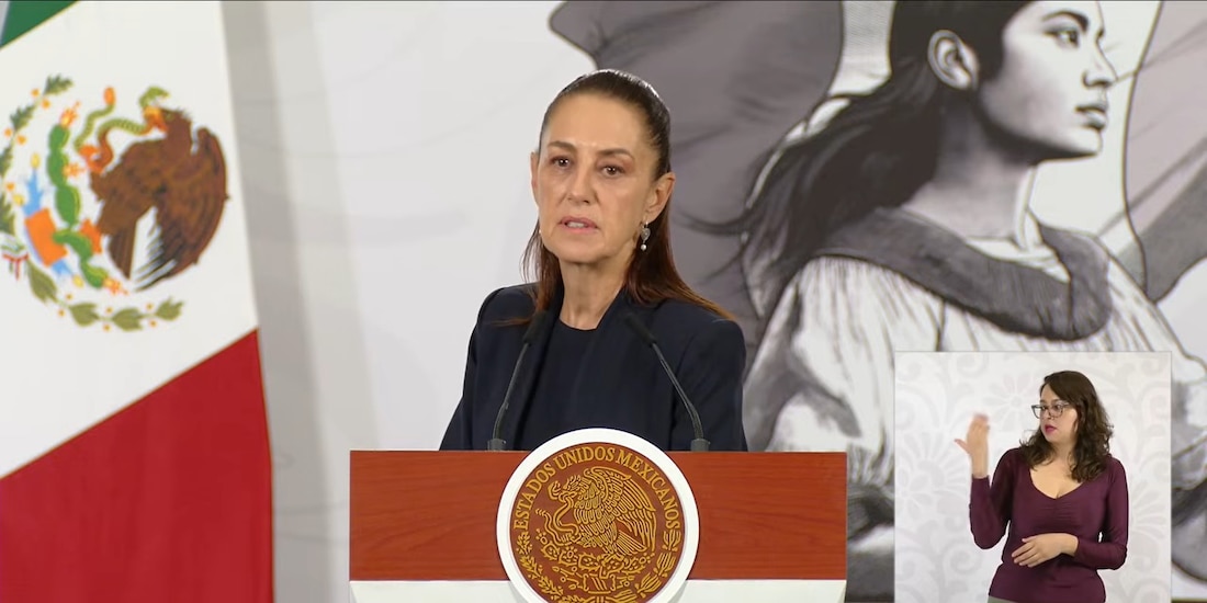 La Presidenta Sheinbaum este lunes en su conferencia de prensa en Palacio Nacional.