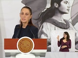 La Presidenta Sheinbaum este lunes en su conferencia de prensa en Palacio Nacional.
