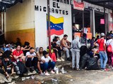 Migrantes en el municipio de Suchiate, Chiapas, ayer.