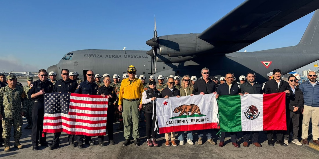 Llegan aviones a Los Ángeles aviones con ayuda humanitaria; gobernador de California agradece el apoyo de la presidenta Sheinbaum.