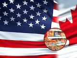 Imagen temática sobre relación comercial entre Canadá y EU.