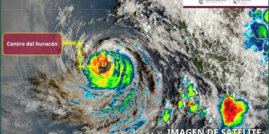 Huracán "Rachel" vuelve a intensificarse a Categoría 2; imagen satelital.