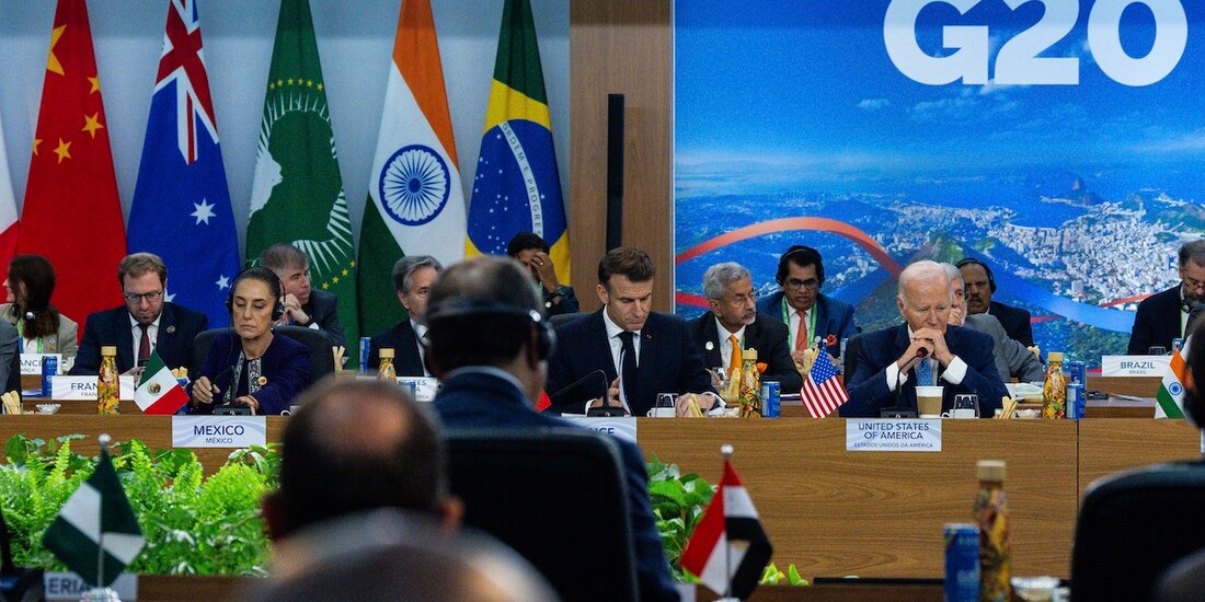 La Presidenta Claudia Sheinbaum y Joe Biden, el lunes, en la Cumbre del G20.