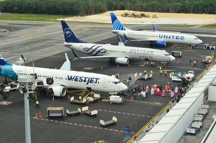 WestJet expande sus rutas estacionales hacia el Caribe Mexicano con aeronaves Boeing 737.