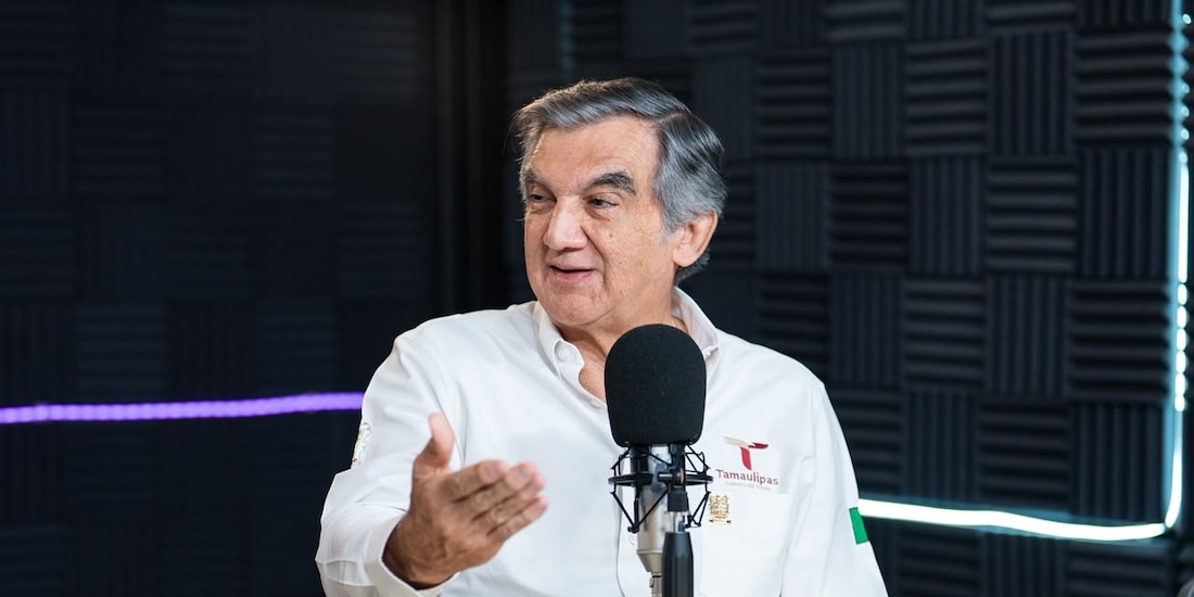 El gobernado de Tamaulipas, Américo Villarreal Anaya, durante el programa "Diálogos con Américo", el 6 de septiembre de 2026.