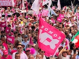 Celebración del partido Somos en el Monumento a la Revolución, el 28 de junio de 2026.