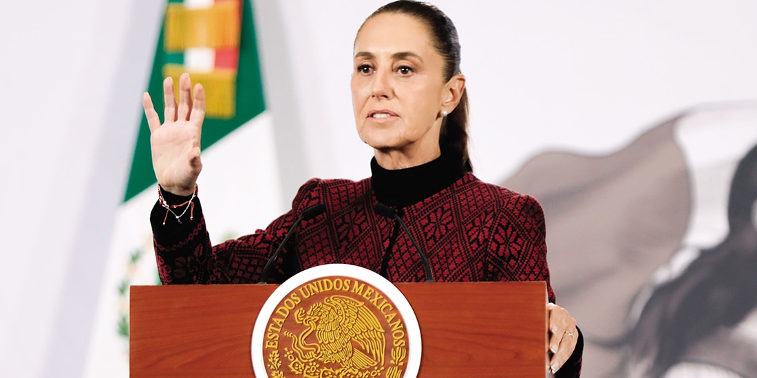 La Jefa del Ejecutivo Claudia Sheinbaum, ayer, durante su conferencia de prensa.