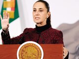 La Jefa del Ejecutivo Claudia Sheinbaum, ayer, durante su conferencia de prensa.