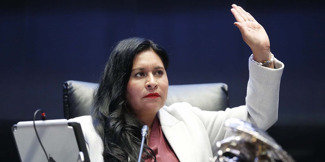 Ana Lilia Rivera Rivera, presidenta de la Mesa Directiva del Senado de la República, ayer en la sesión ordinaria.