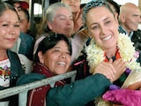 La presidenta Claudia Sheinbaum, en Pátzcuaro, ayer.