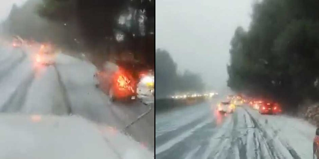 Granizada en la México-Cuernavaca complica vialidad