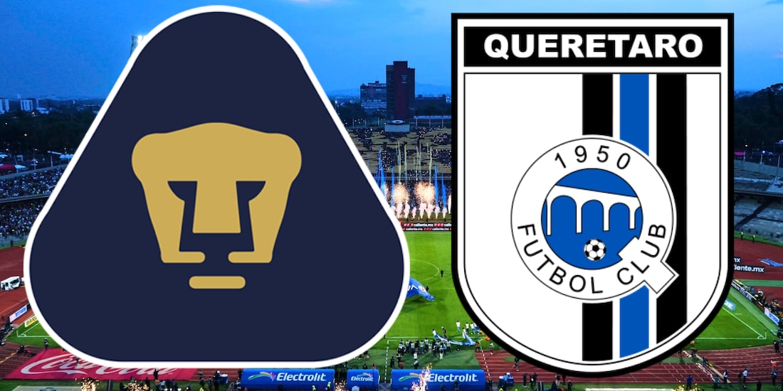 Pumas y Querétaro miden fuerzas en la cancha del Olímpico Universitario.