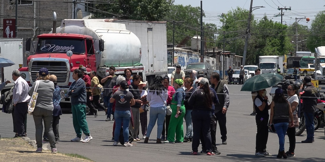 Aspecto de un bloqueo en la alcaldía Tláhuac