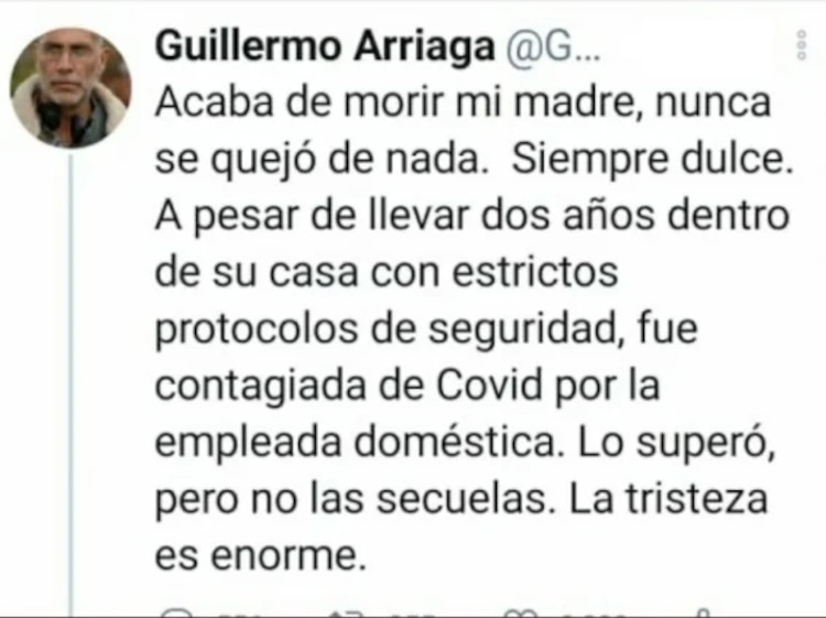 El mensaje borrado de la cuenta del escritor.
