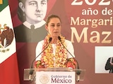 Claudia Sheinbaum durante acto en Tehuantepec donde abordó la posible revocación de mandato.