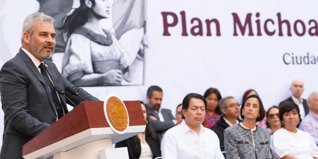 El gobernador, Alfredo Ramírez Bedolla, durante la presentación del Plan Michoacán por la Paz y la Justicia