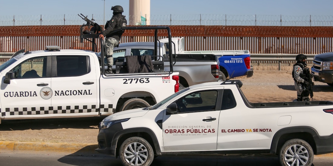 Elementos de la Guardia Nacional en la frontera de Chihuahua, ayer.