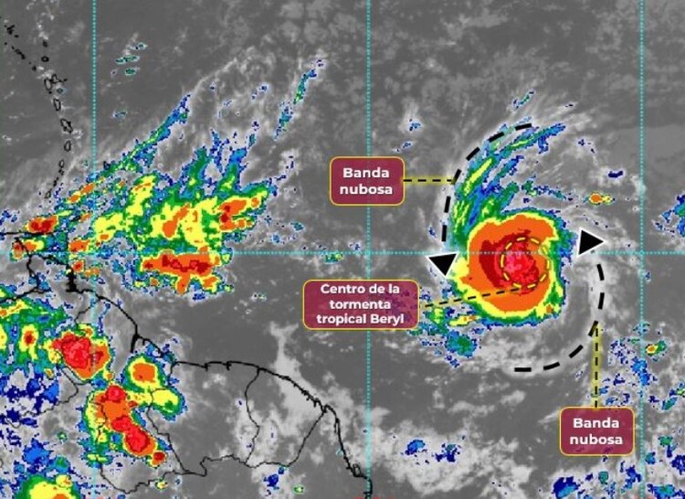 Tormenta Beryl podría convertirse en huracán de categoría 1.