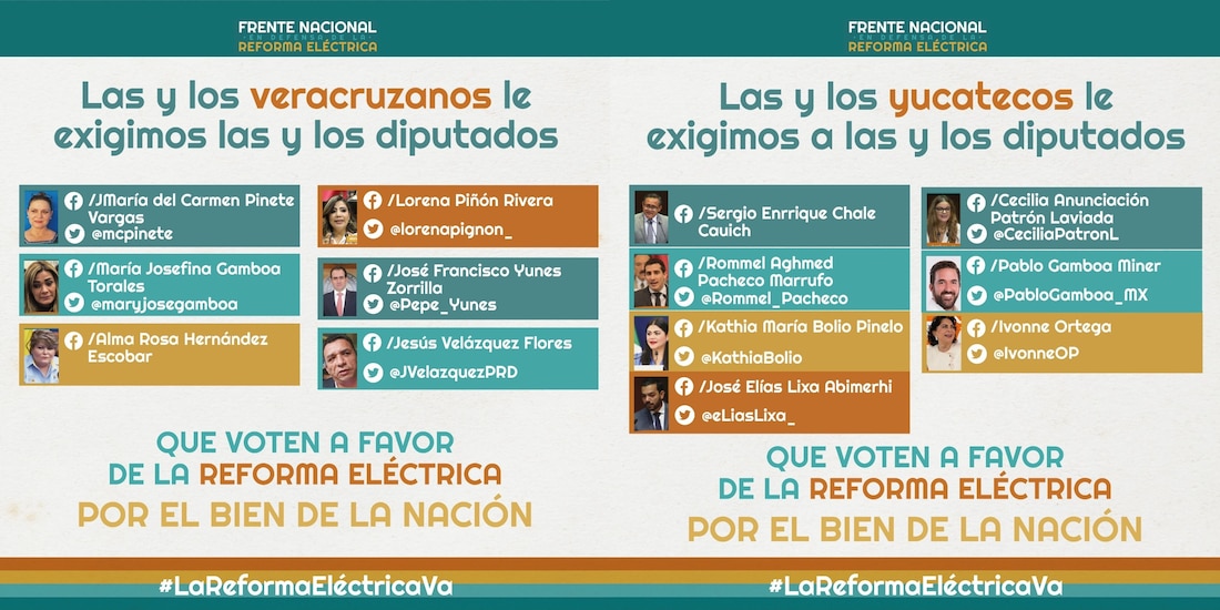 Imágenes en redes sociales de la cruzada a favor de la iniciativa del Ejecutivo.